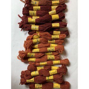 Vintage DMC Wool Yarn Laine Divisible 5 Meters Lot of 22 Brown Orange